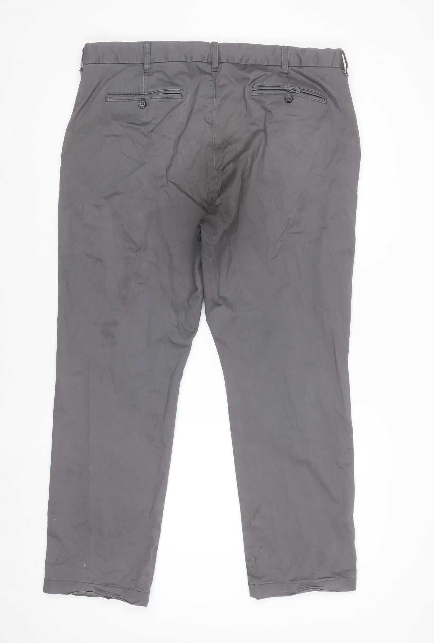 Dunnes Stores Men's Grey Chino Trousers 38x29 Regular Fit