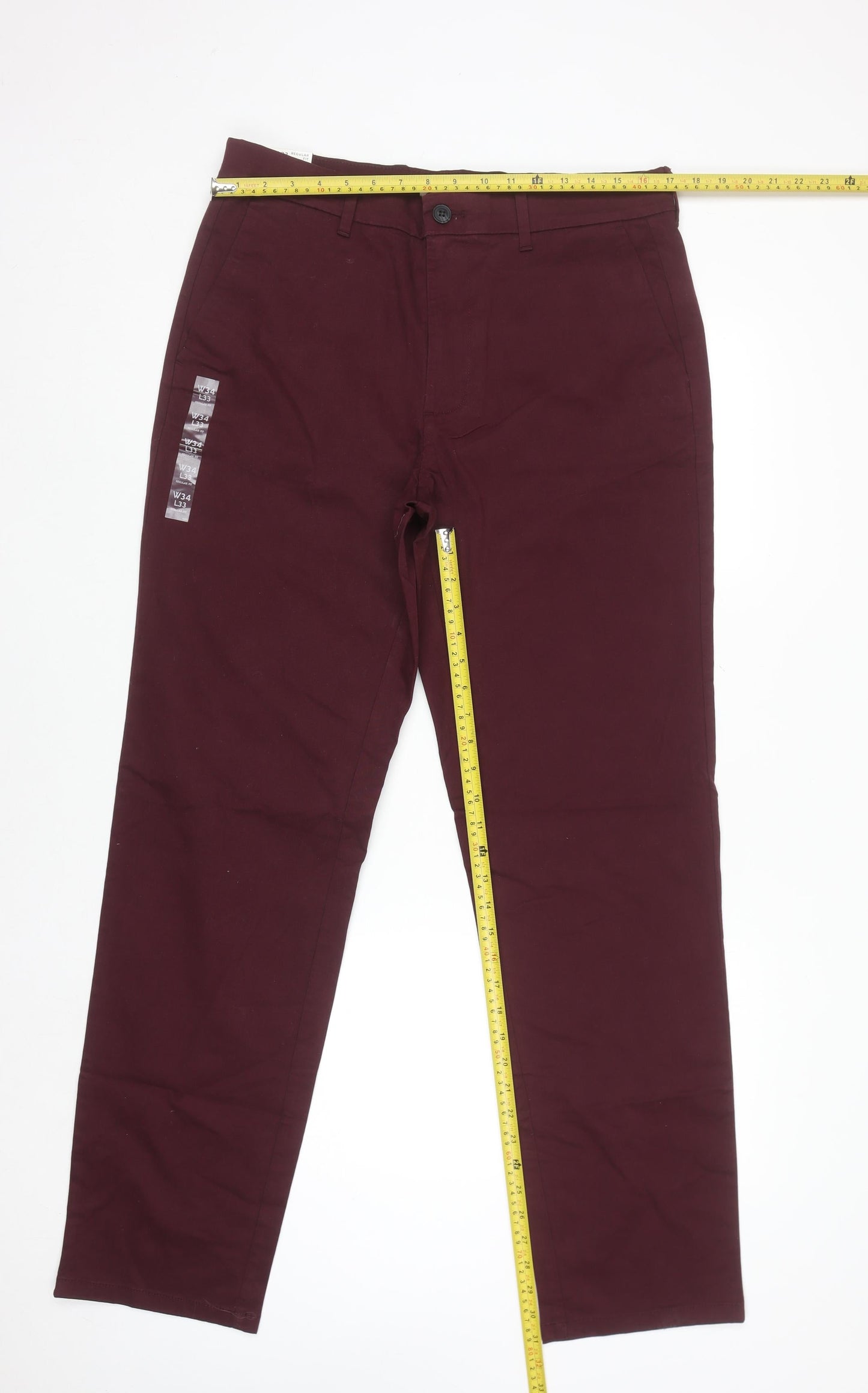 Marks and Spencer Men’s Red Chino Trousers 34W 33L Regular Fit