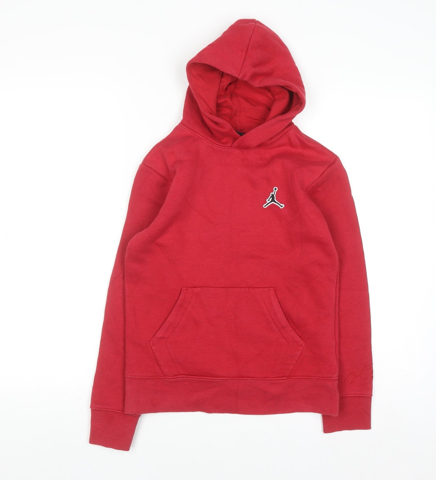 Jordan Boys Red Pullover Hoodie 10-12 Years Cotton Blend Fleece Kangaroo Pocket