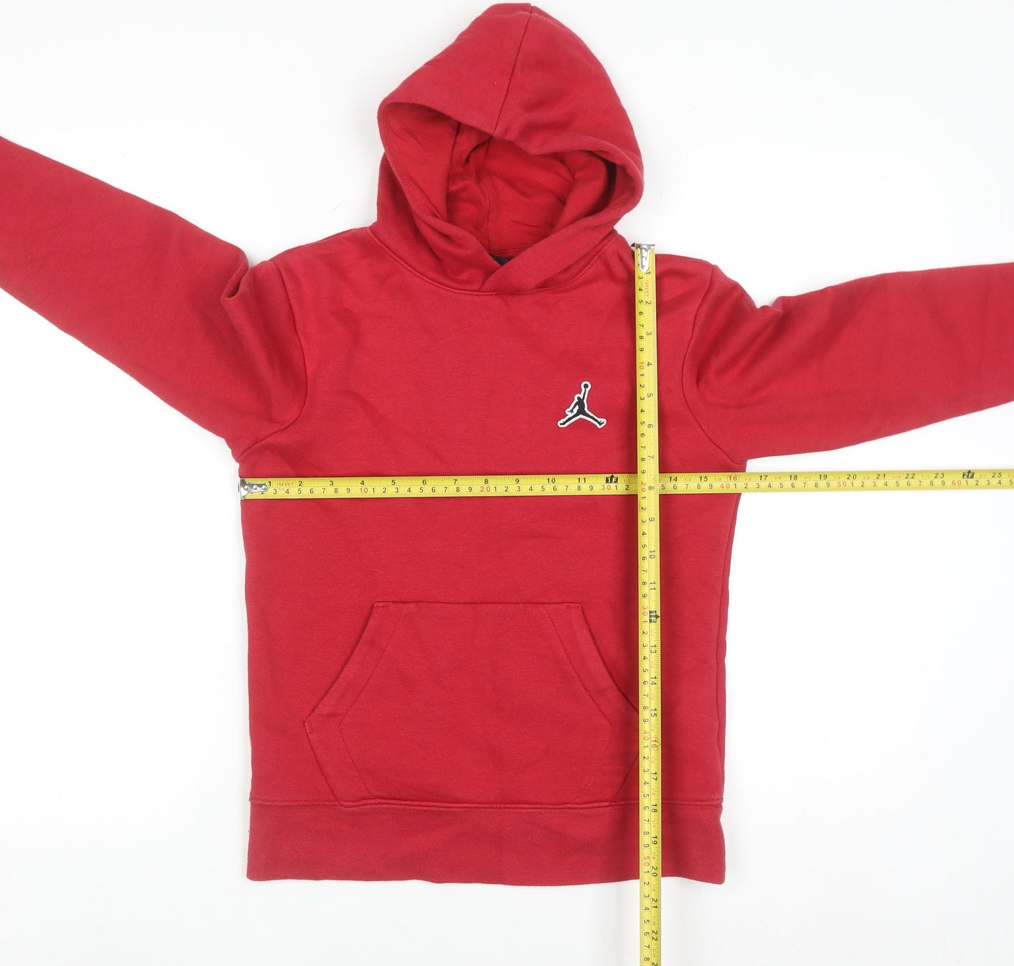 Jordan Boys Red Pullover Hoodie 10-12 Years Cotton Blend Fleece Kangaroo Pocket