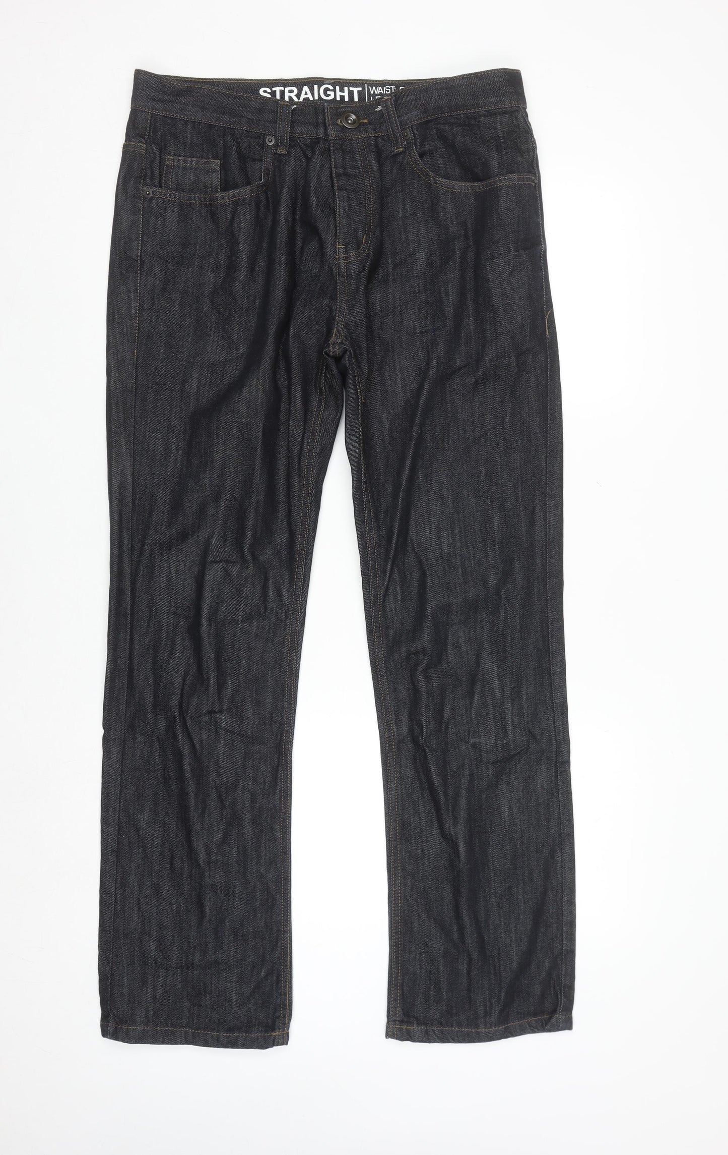Denim Co Men Blue Straight Leg Jeans W34 L32 Cotton Denim