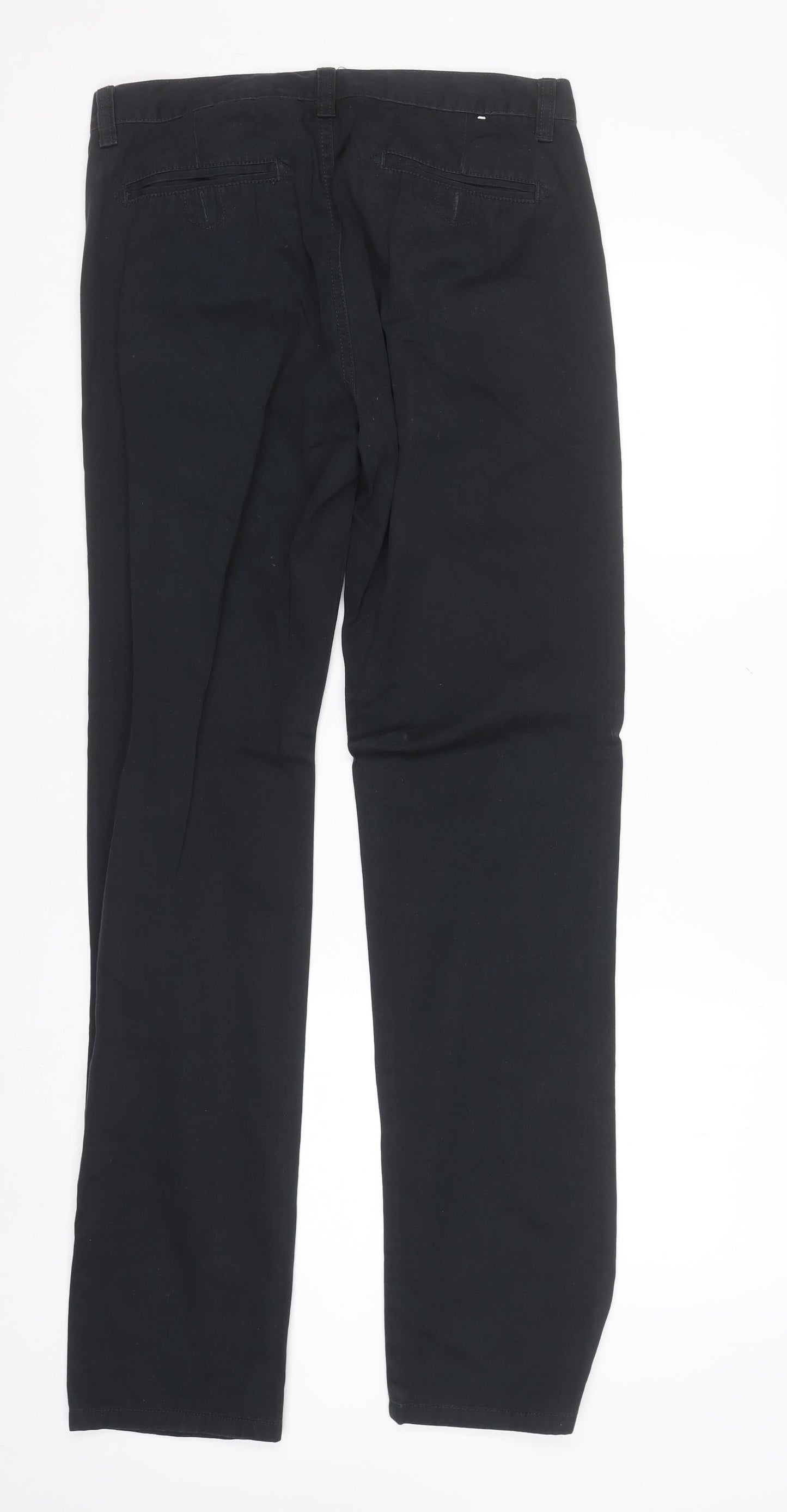 Denim Co. Men's Black Chino Trousers 32W 34L Regular Fit Cotton