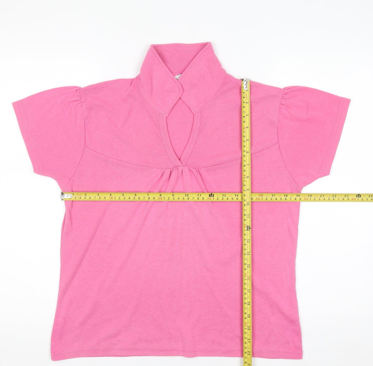 Elizabeth Scott Women's Pink Short Sleeve V-Neck Jersey T-Shirt M
