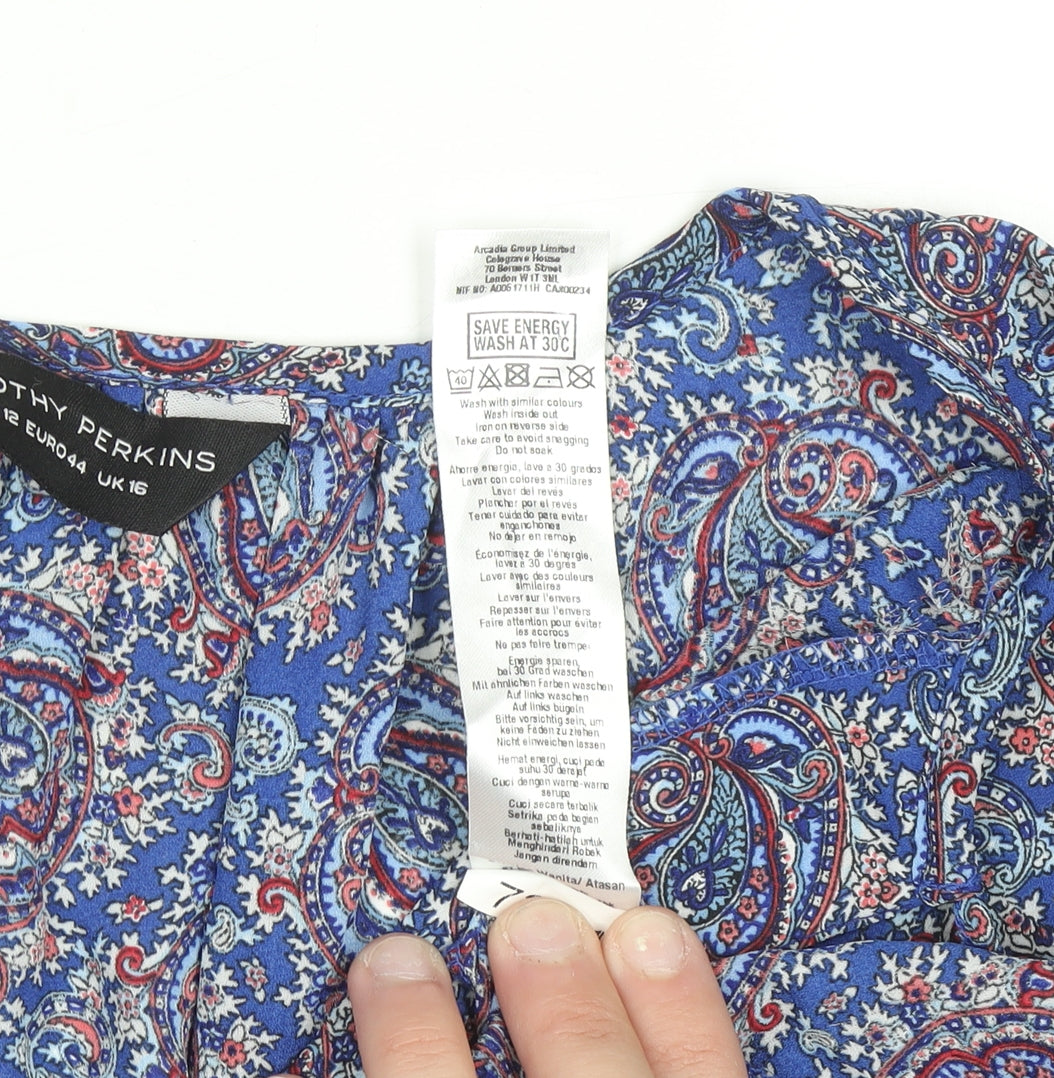 Dorothy Perkins Women’s Blue Paisley Viscose Sleeveless Blouse UK 16