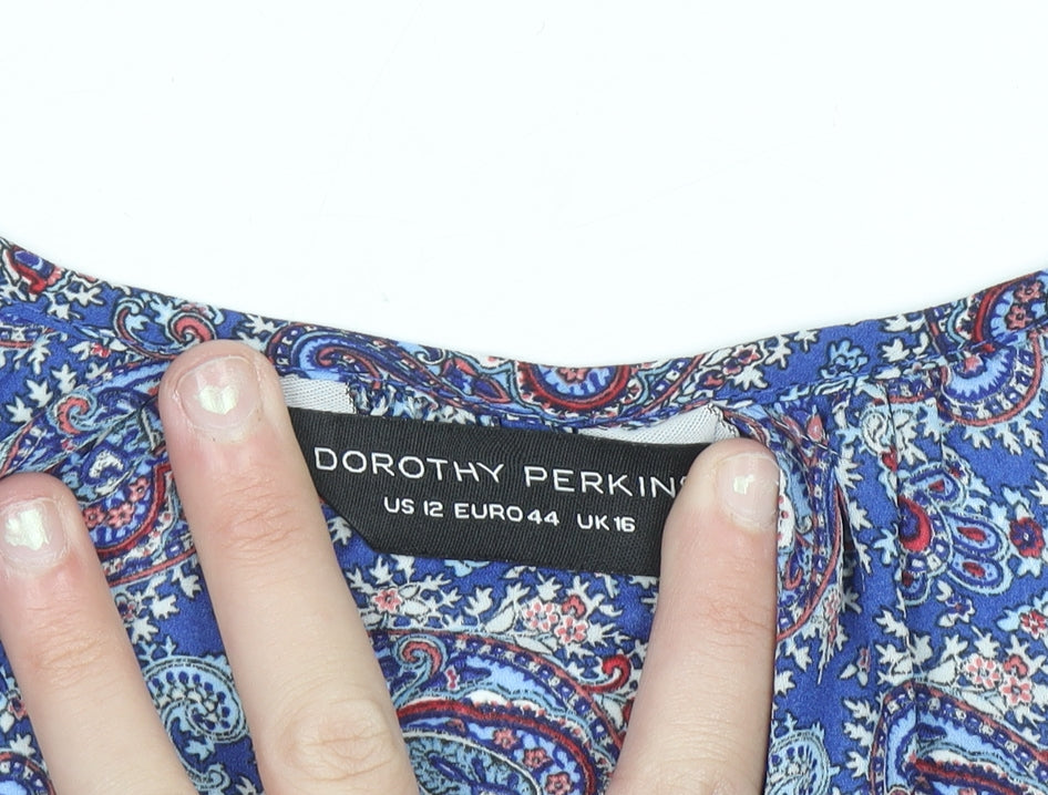 Dorothy Perkins Women’s Blue Paisley Viscose Sleeveless Blouse UK 16