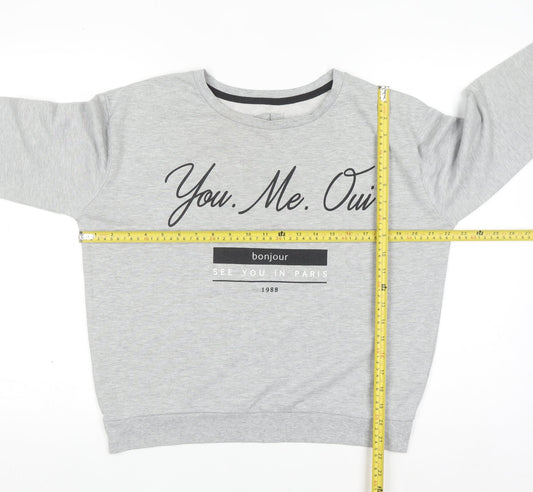 Atmosphere Women's Grey 'You.Me.Oui' Slogan Pullover Sweatshirt Size 16