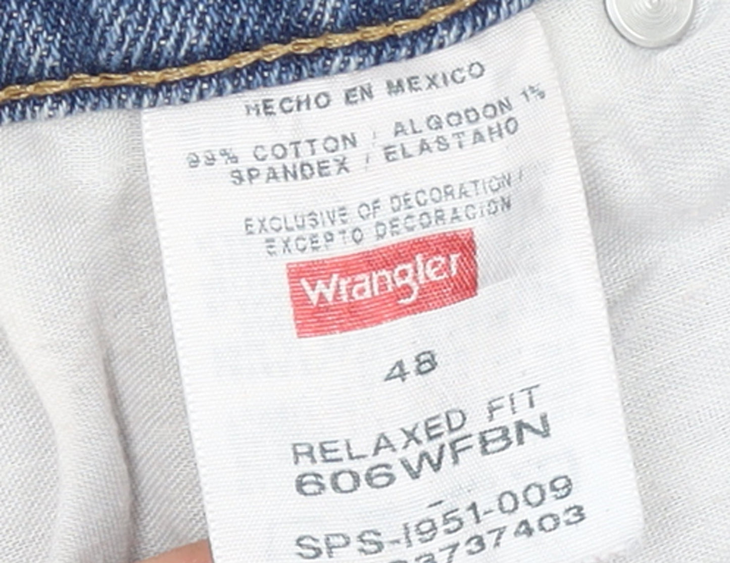 Wrangler Men's Blue Denim Relaxed Fit Shorts Size 48