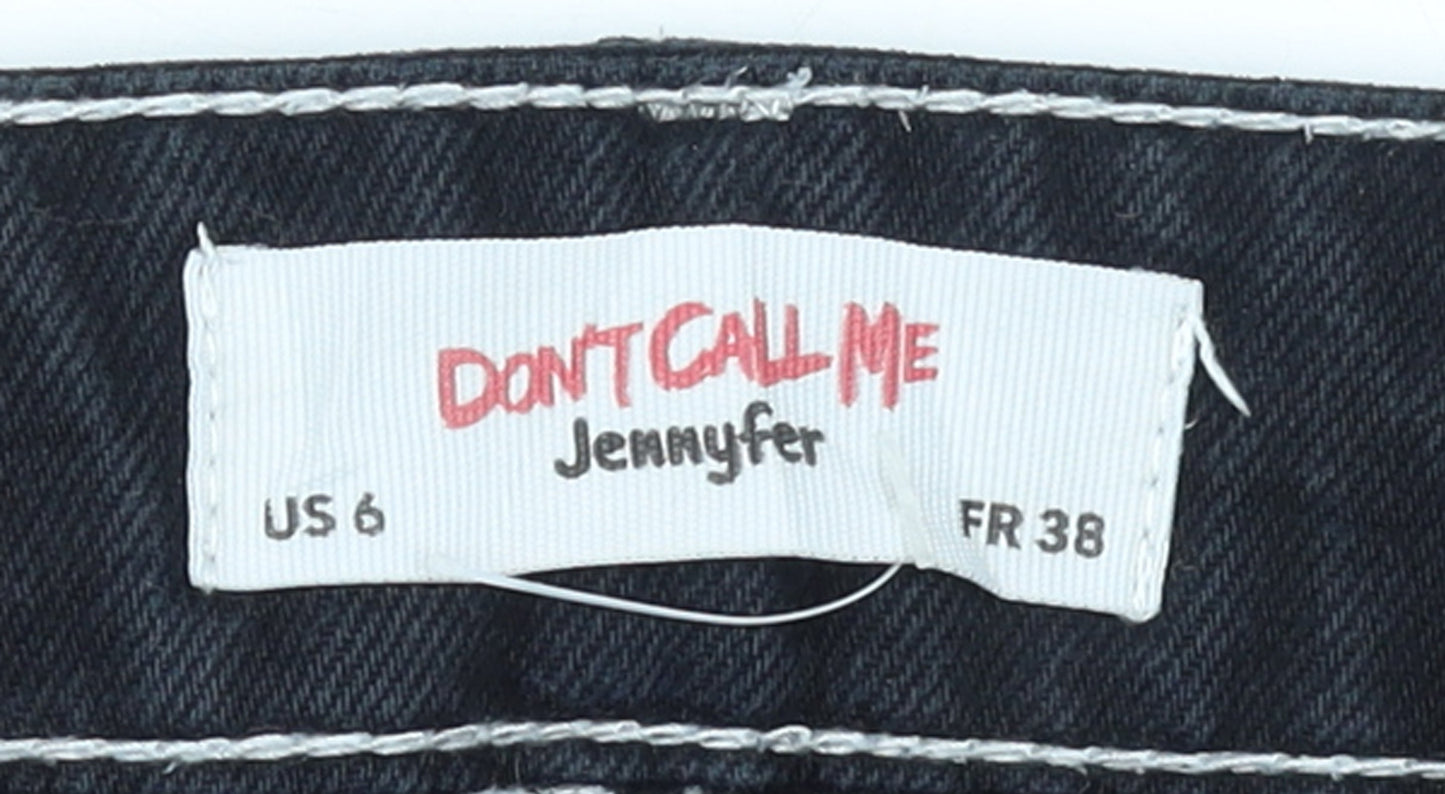 Jennyfer Women's Black Straight Leg Jeans Size 10 Cotton Denim