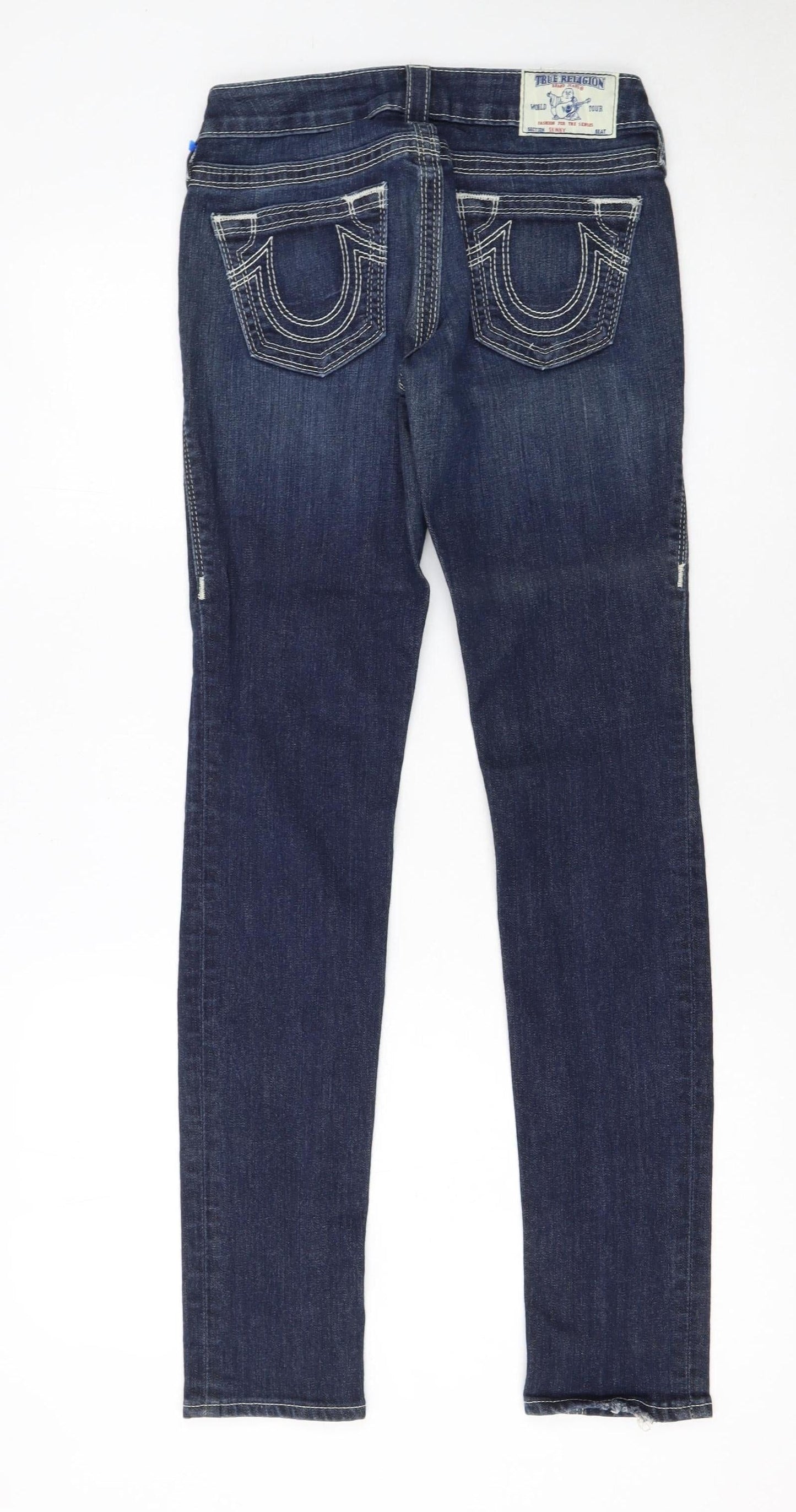 True Religion Women's Blue Skinny Low Rise Stretch Jeans Size 25