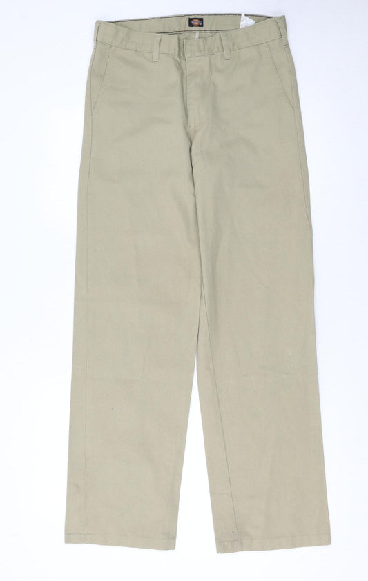 Dickies Boys Beige Chino School Trousers 14 Years 28in Waist Twill