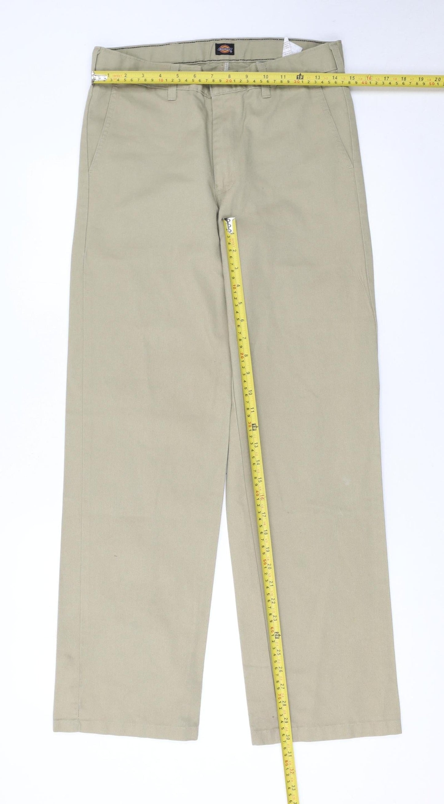 Dickies Boys Beige Chino School Trousers 14 Years 28in Waist Twill