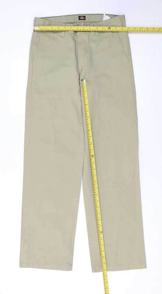 Dickies Boys Beige Chino School Trousers 14 Years 28in Waist Twill