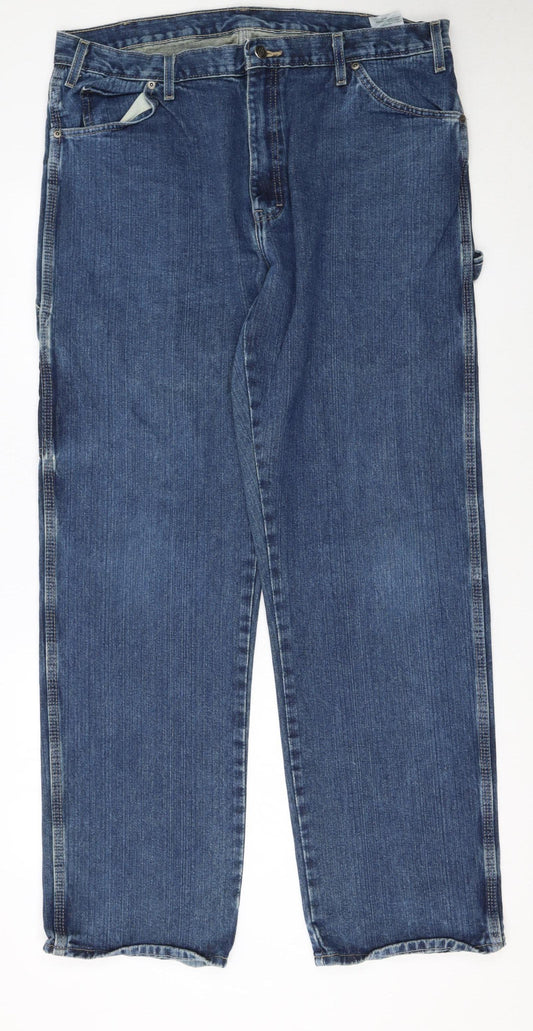 Dickies Men's Blue 38x32 Straight Leg Denim Jeans