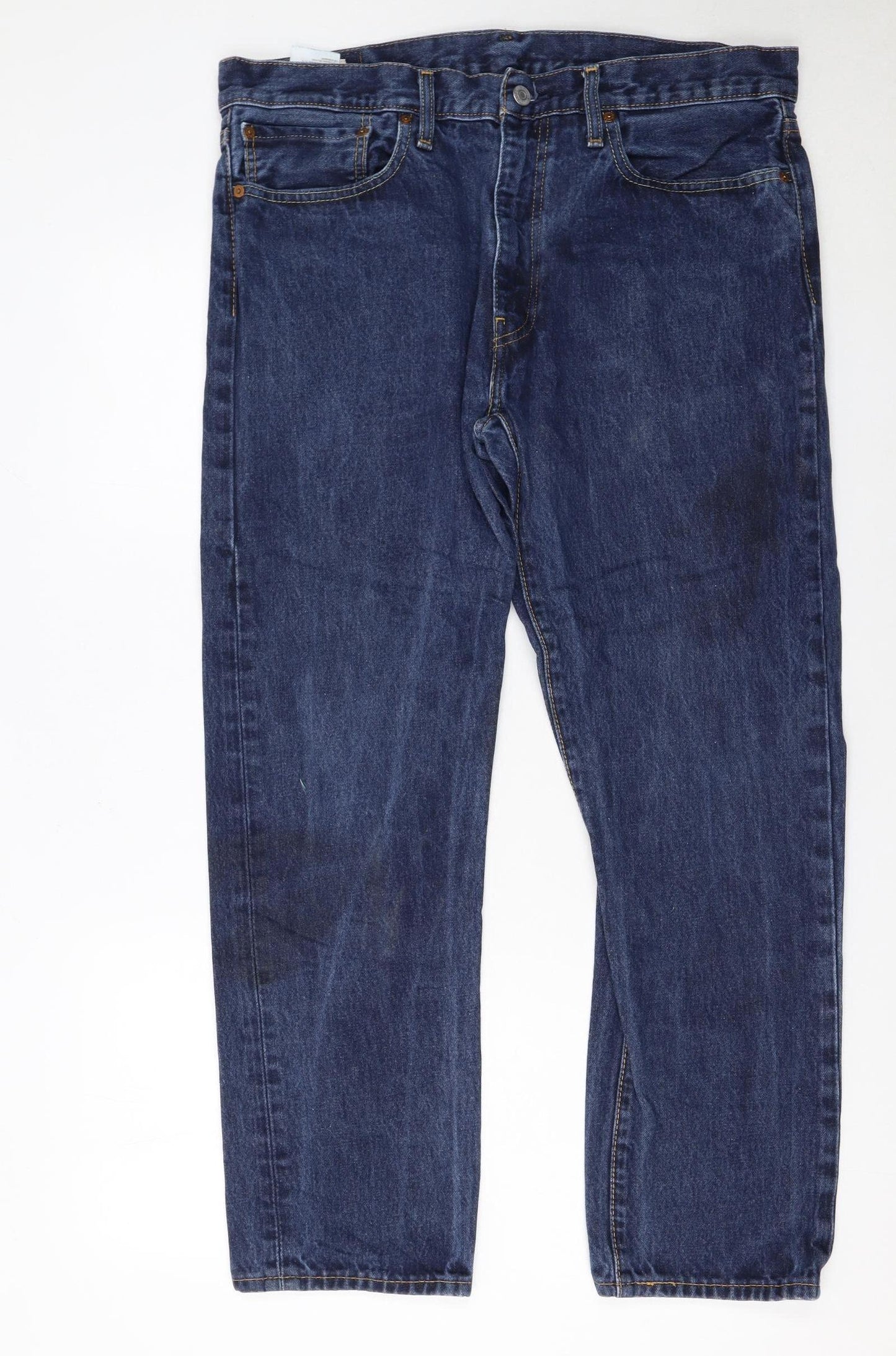 Levi Strauss Men's Blue 36x34 Regular Fit Straight Denim Jeans