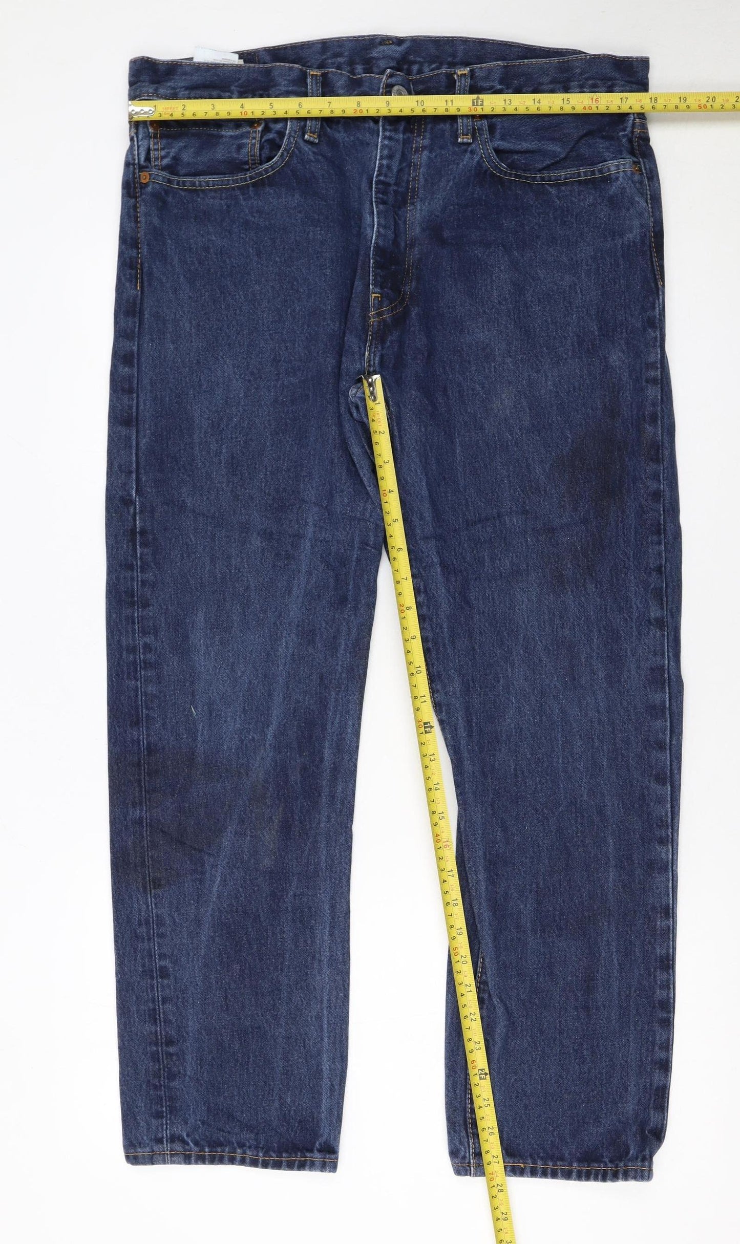 Levi Strauss Men's Blue 36x34 Regular Fit Straight Denim Jeans