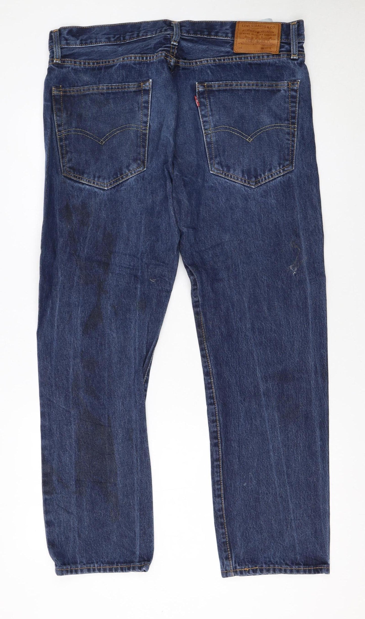 Levi Strauss Men's Blue 36x34 Regular Fit Straight Denim Jeans