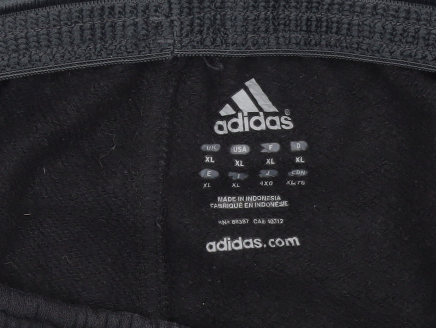 Adidas Men's Black XL Fleece Sweatpants with Grey Stripes