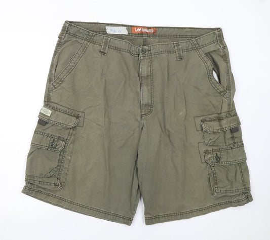 Lee Dungarees Men's Khaki Green Cargo Shorts Size 42 Cotton Workwear
