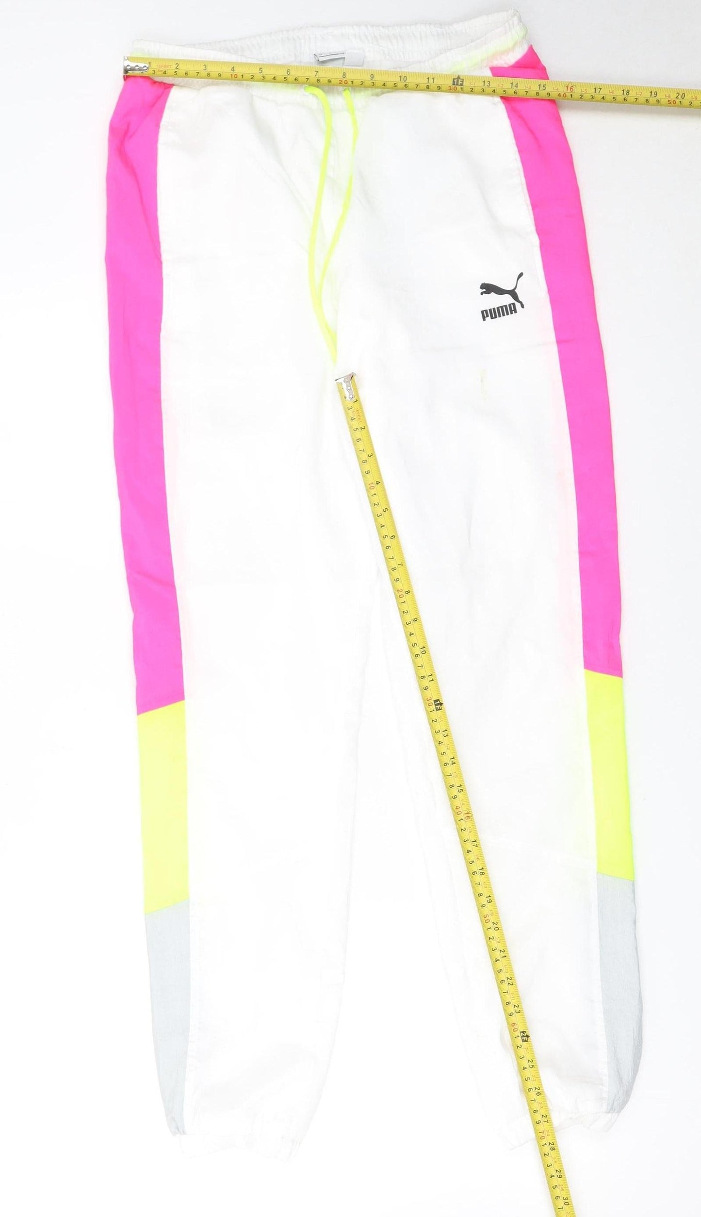 Puma Womens White Pink Colourblock Jogger Trousers Size S