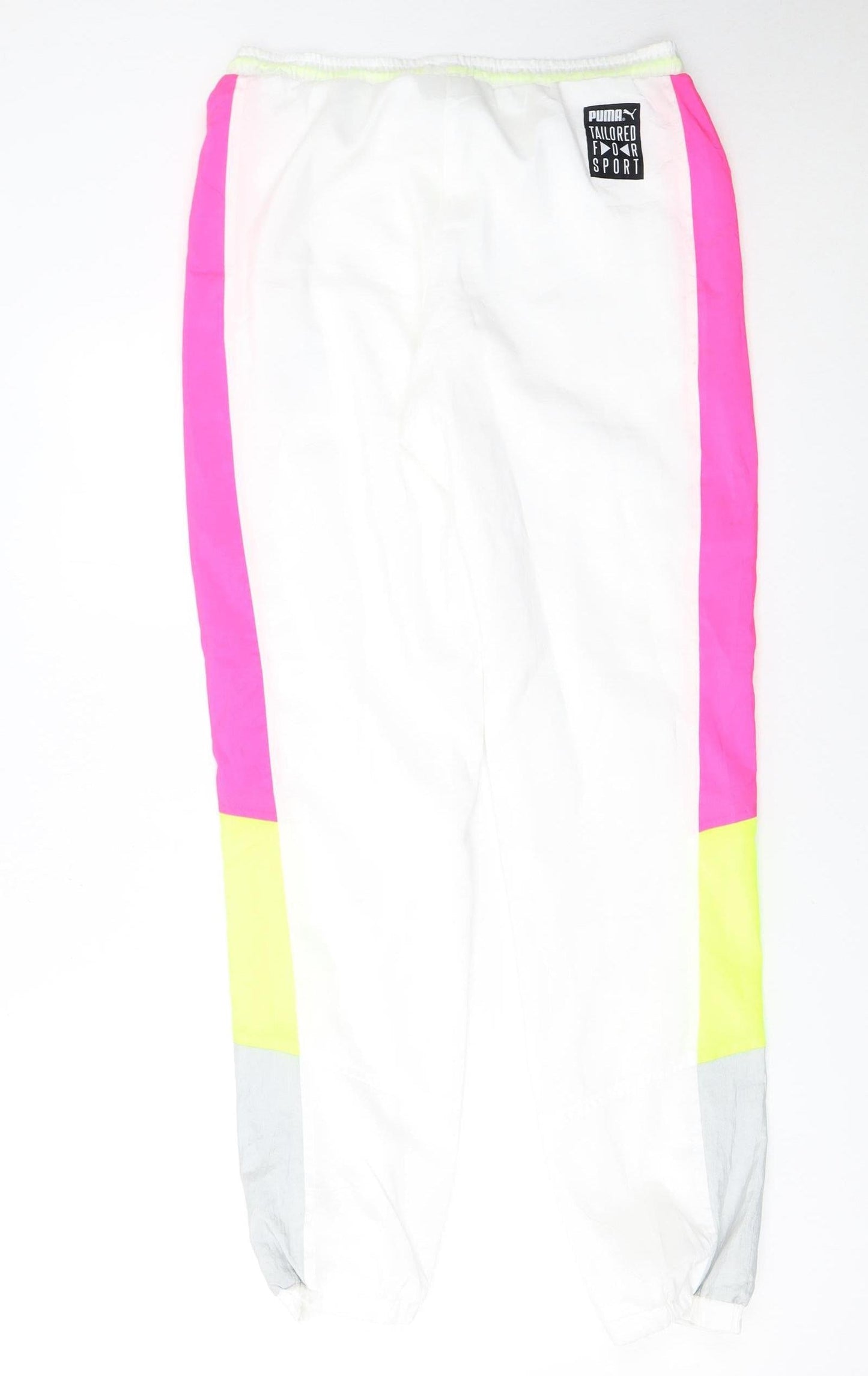 Puma Womens White Pink Colourblock Jogger Trousers Size S