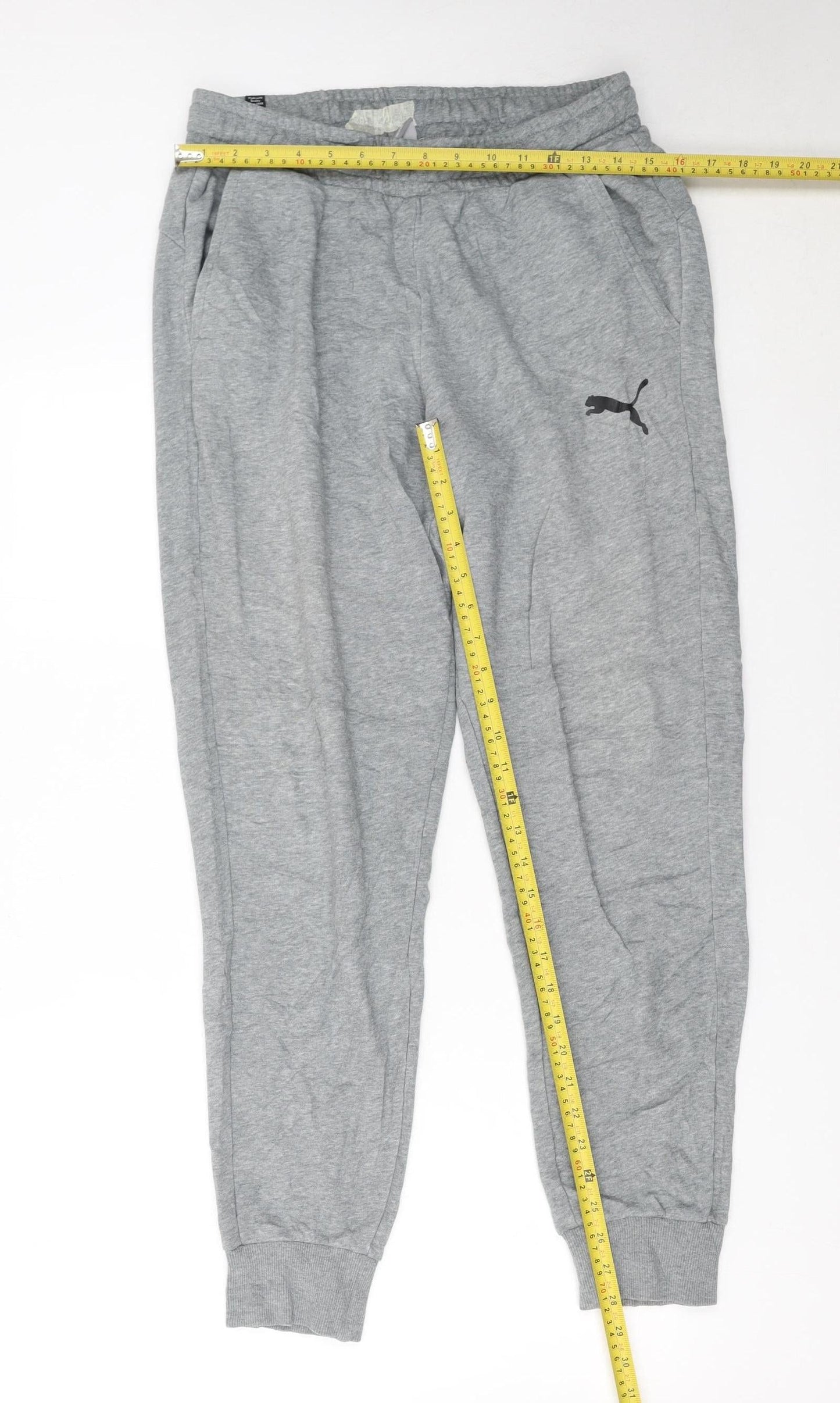 Puma Men's Grey Jogger Sweatpants M Regular Fit Elastic Waist