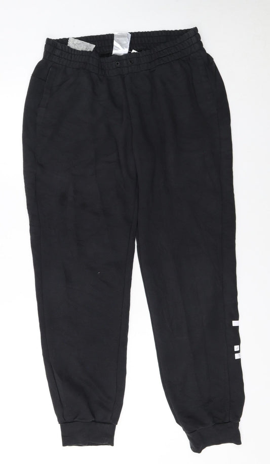 Adidas Womens Black Jogger Trousers Size L Elastic Waist Logo Sports