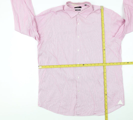 Hugo Boss Men's Pink Regular Fit Long Sleeve Button-Up Shirt Size 17.5