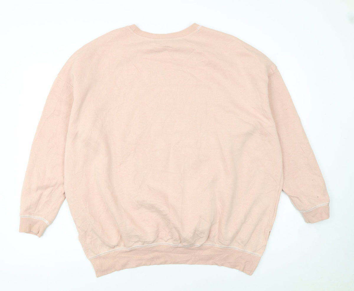 Disney Women Pink Stitch Chillin' Sweatshirt L Relaxed Fit Pullover