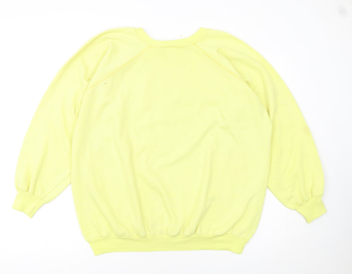 Guess Women Yellow Pullover Sweatshirt L Teddy Bear Graphic Vintage