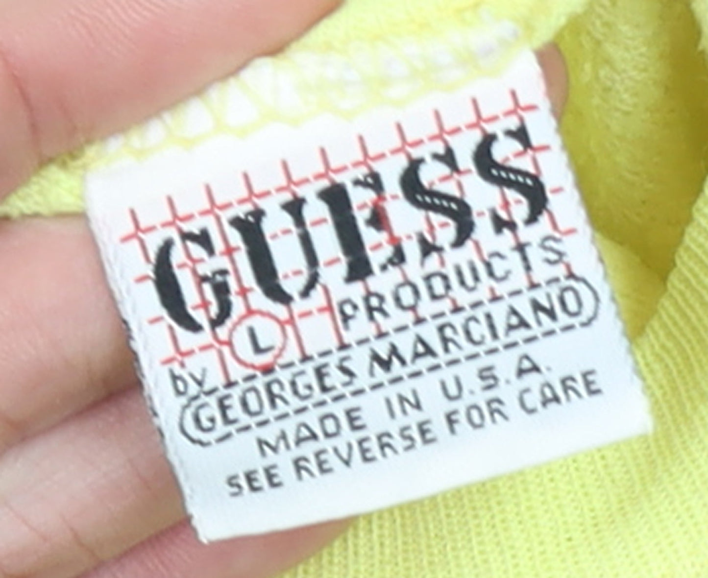 Guess Women Yellow Pullover Sweatshirt L Teddy Bear Graphic Vintage