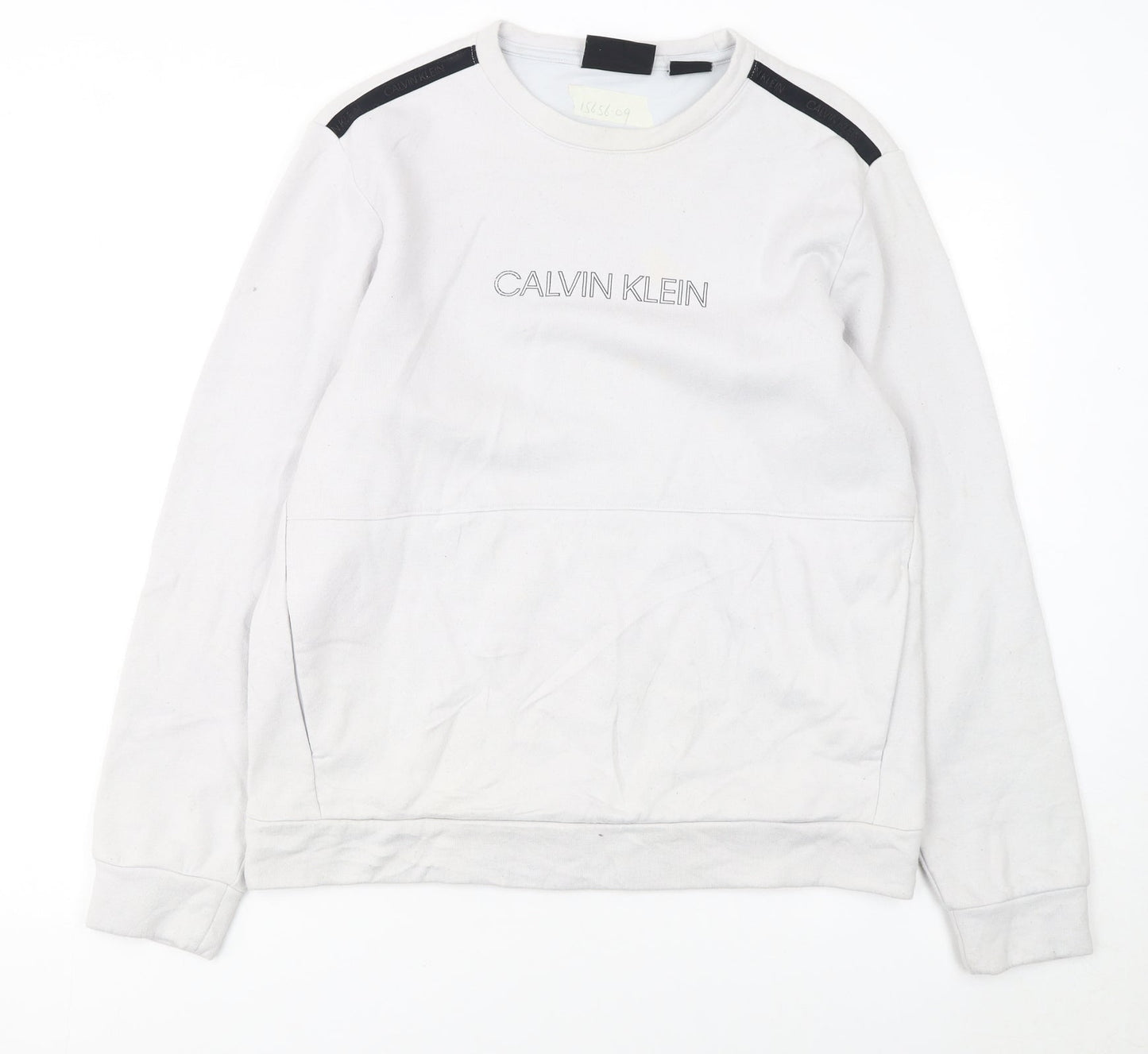 Calvin Klein Men’s White Logo Sweatshirt Size M Crew Neck Pullover