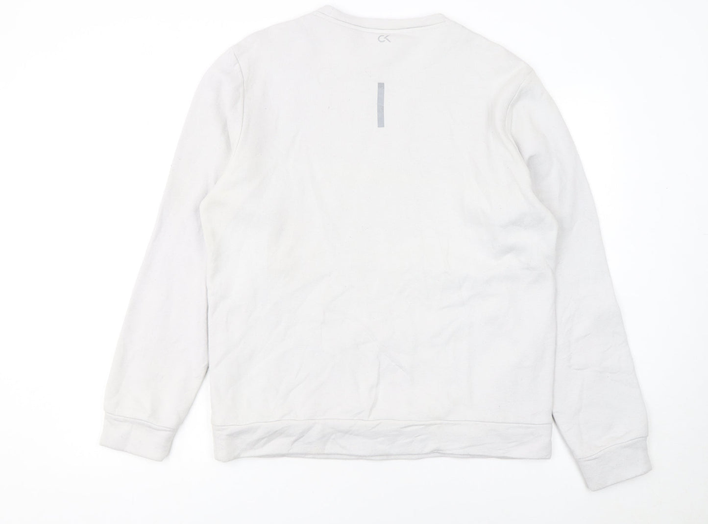 Calvin Klein Men’s White Logo Sweatshirt Size M Crew Neck Pullover