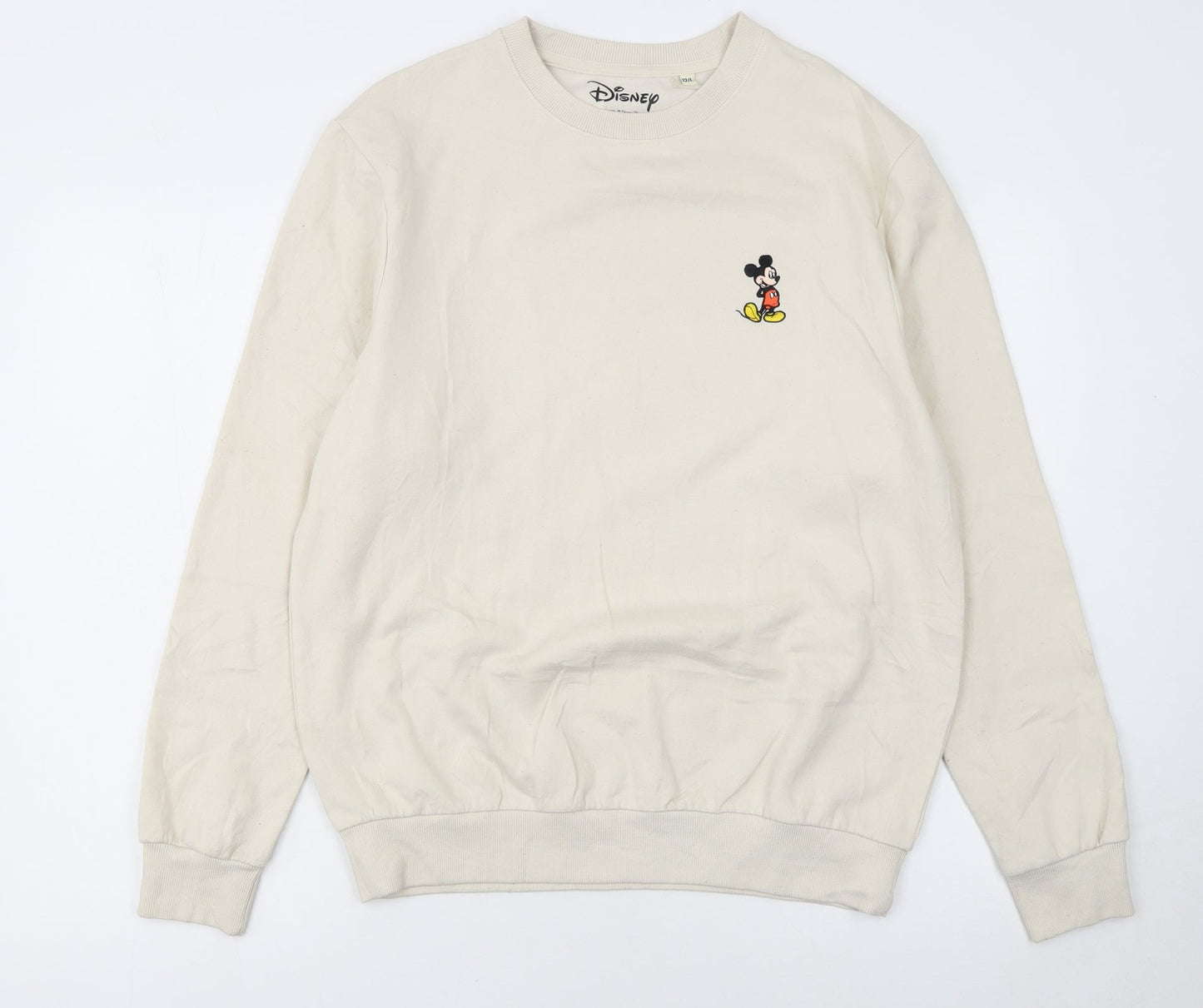 Disney Women Beige Mickey Mouse Pullover Sweatshirt Size 12 L