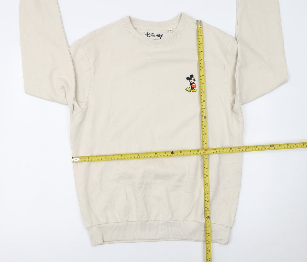 Disney Women Beige Mickey Mouse Pullover Sweatshirt Size 12 L
