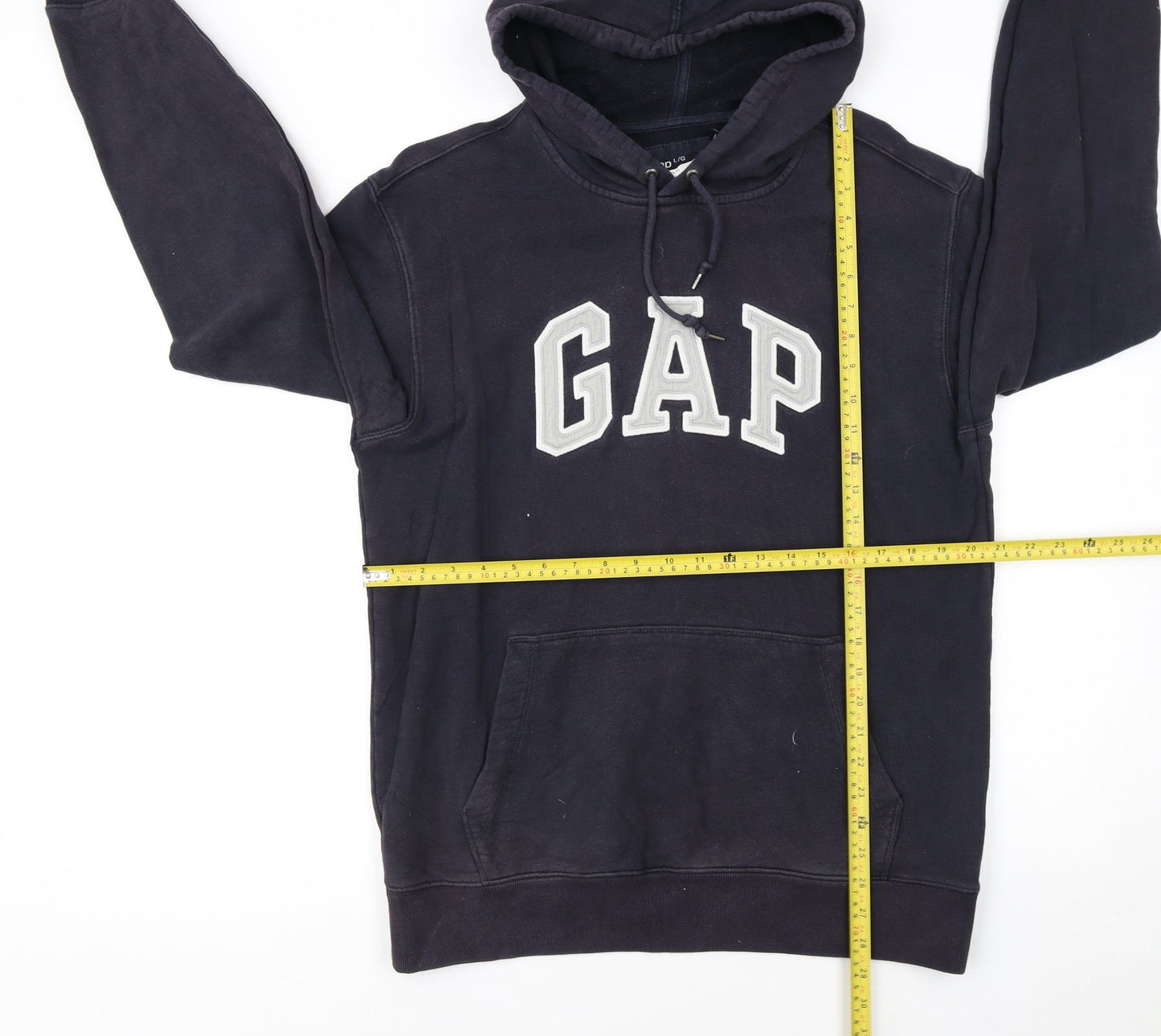 GAP Men's Blue Logo Pullover Hoodie Size L Cotton Fleece