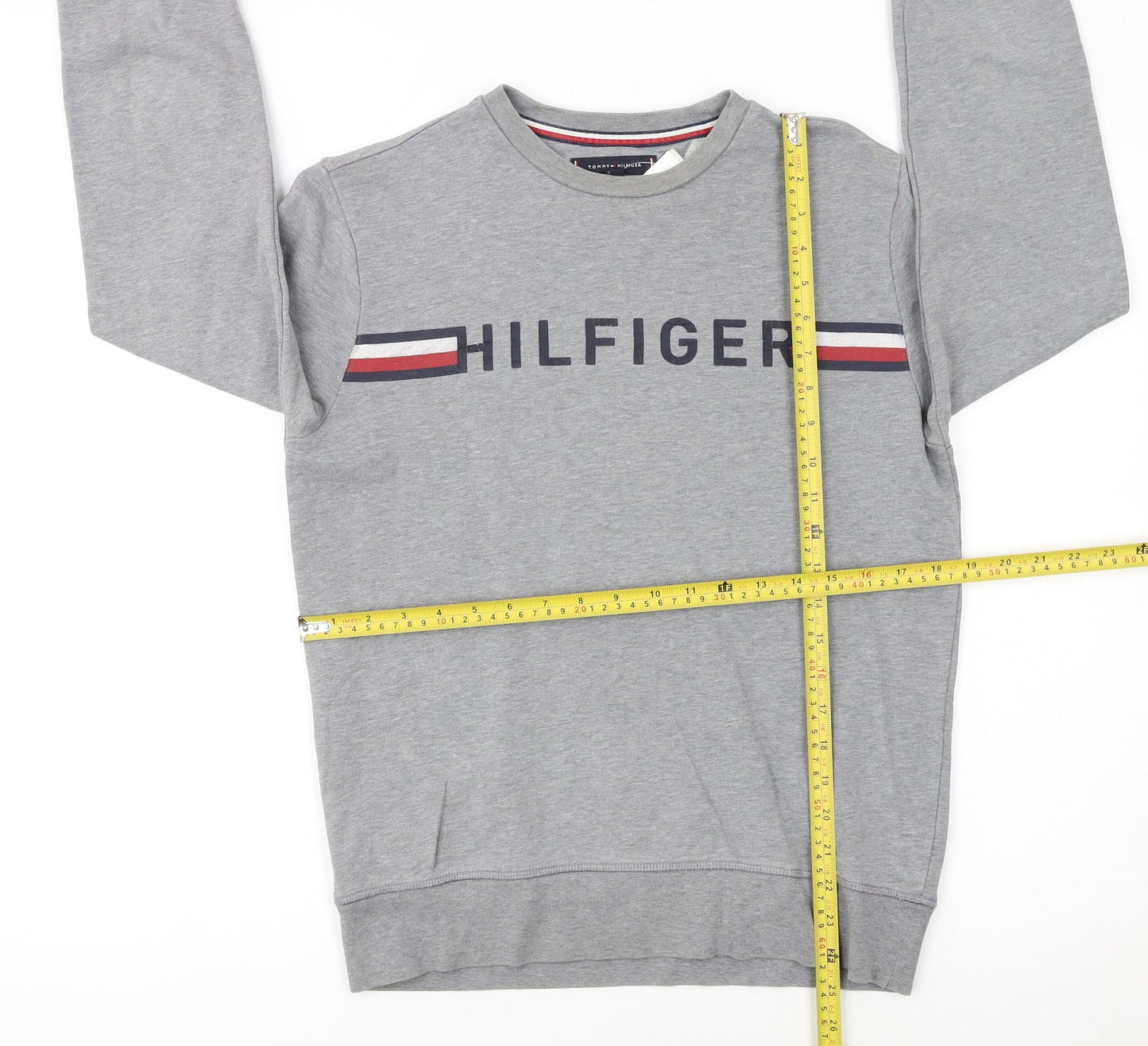 Tommy Hilfiger Men's Grey Logo Crew Neck Sweatshirt S
