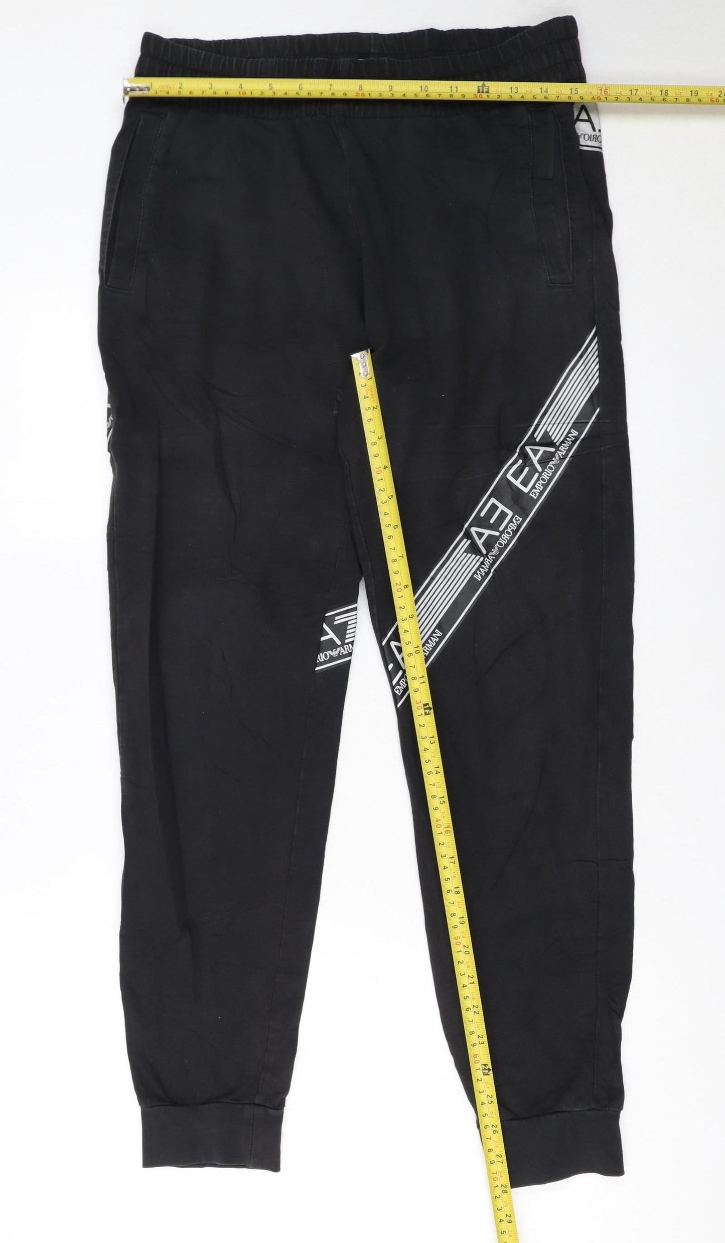 Emporio Armani EA7 Men's Black Jogger Trousers Size M Logo Stretch