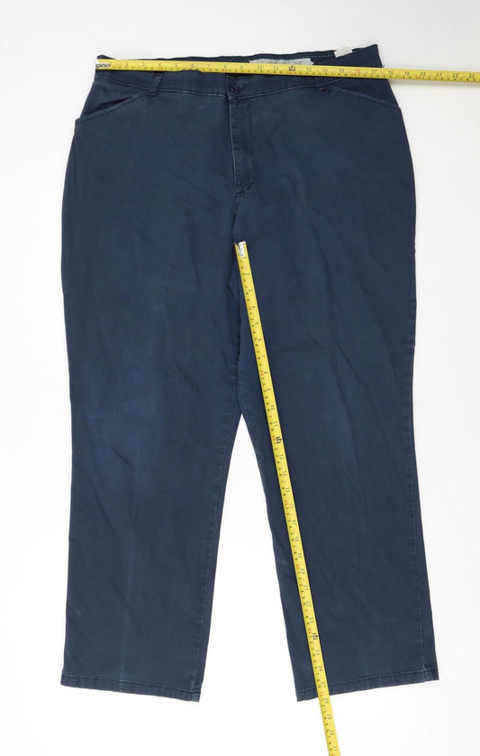 Lee Women’s Blue Relaxed Fit Chino Trousers Size 18 Cotton Blend