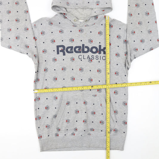 Reebok Classic Men's Grey Pullover Hoodie M Graphic Print Sportswear