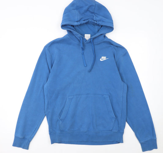 Nike Men's Blue Pullover Hoodie Size S Regular Fit Logo Design