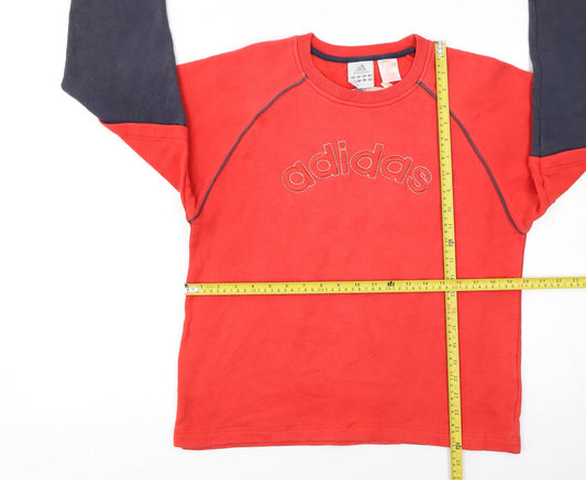 Adidas Boys Red Pullover Sweatshirt 14 Years Logo Athletic Fleece Top
