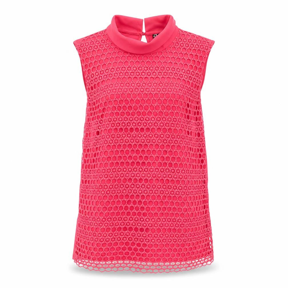 Principles by Ben de Lisi Women's Pink High Neck Lace Sleeveless Blouse Size 8