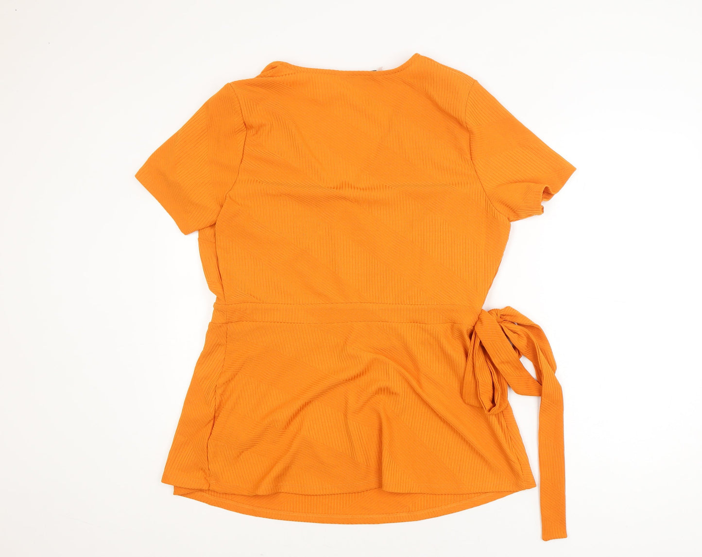 Capsule Women's Orange Wrap V-Neck Short Sleeve Blouse Size 18