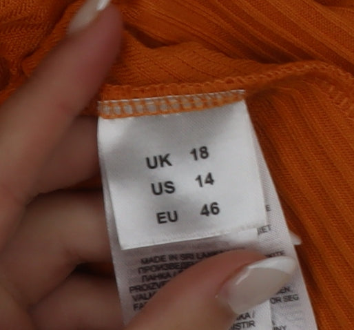 Capsule Women's Orange Wrap V-Neck Short Sleeve Blouse Size 18
