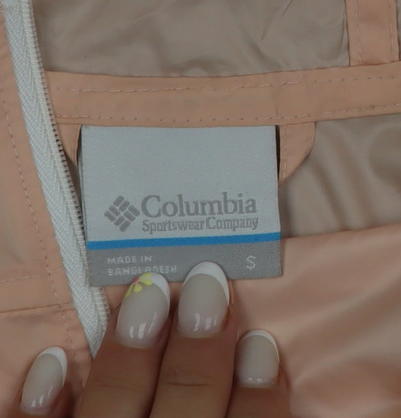 Columbia Womens Peach Navy Hooded Windbreaker Jacket Size S