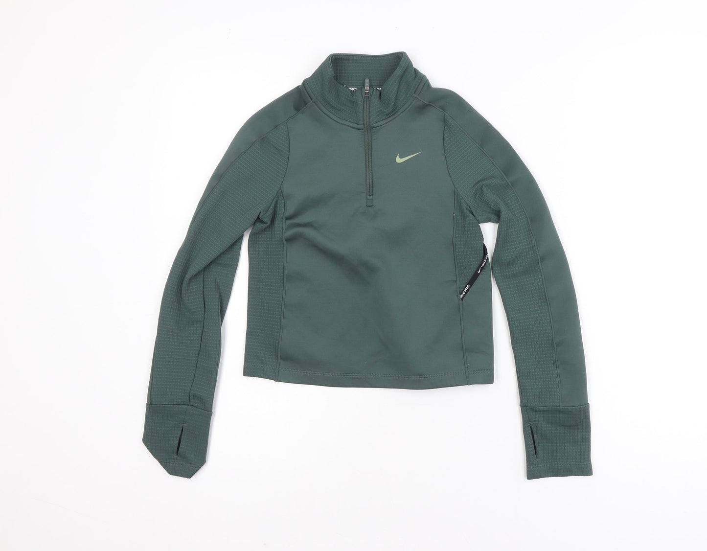 Nike Boys Green Therma-Fit Pro 1/4 Zip Athletic Jacket Size S 128-137cm
