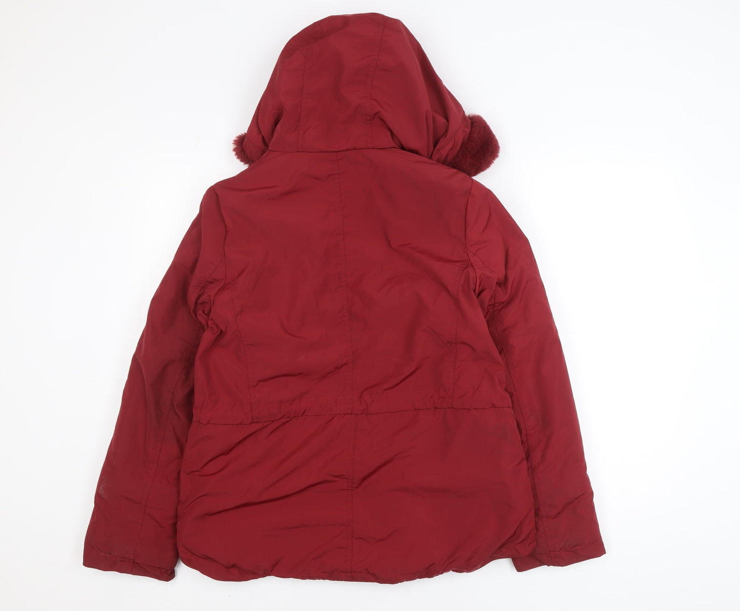 Quebramar Womens Red Hooded Parka Jacket XS Polyester Lined