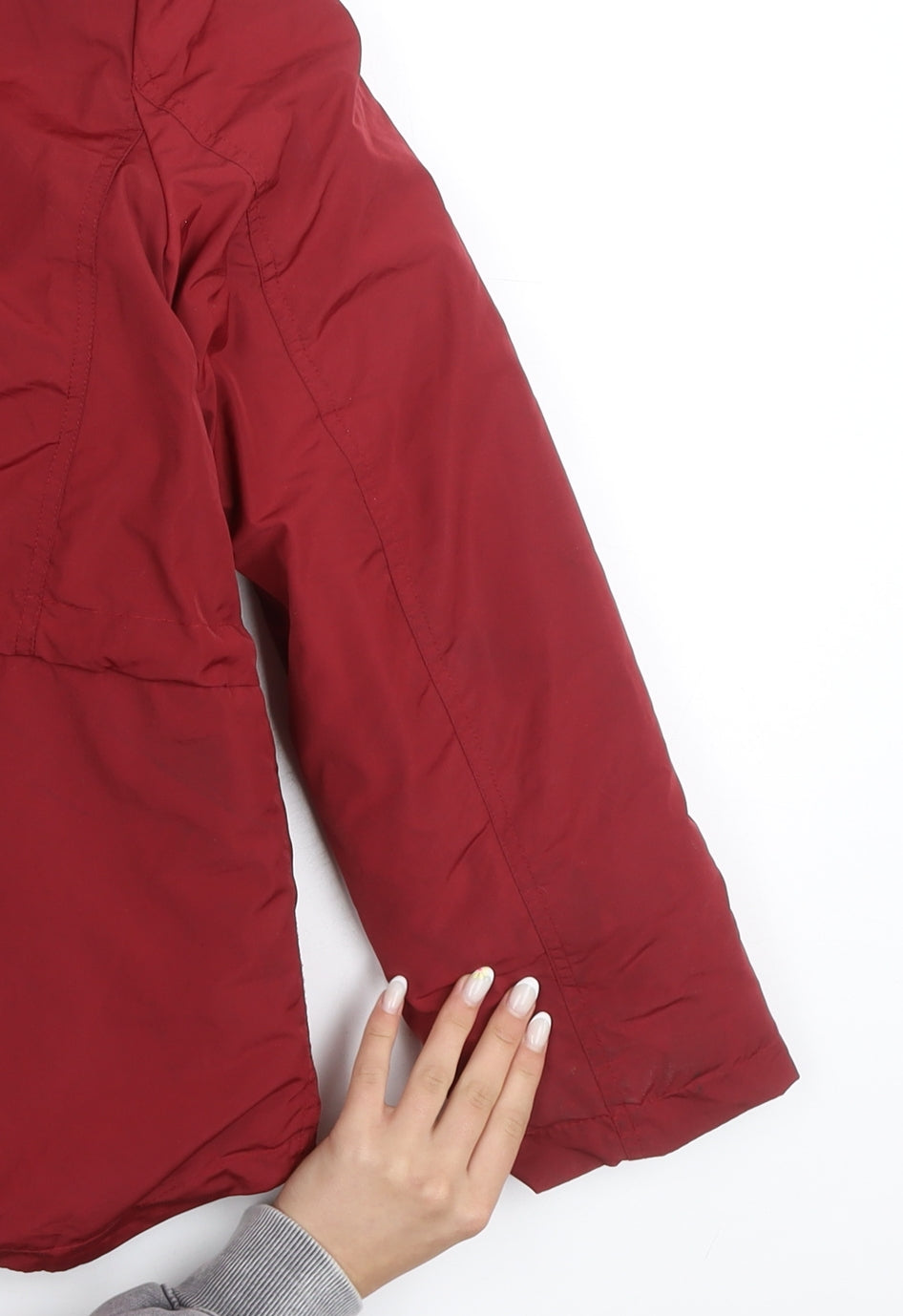 Quebramar Womens Red Hooded Parka Jacket XS Polyester Lined