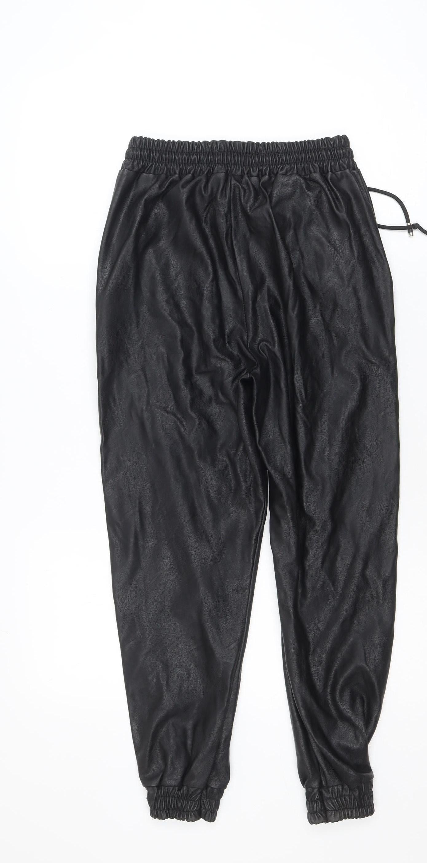 I SAW IT FIRST Womens Black Faux Leather Jogger Trousers Size S