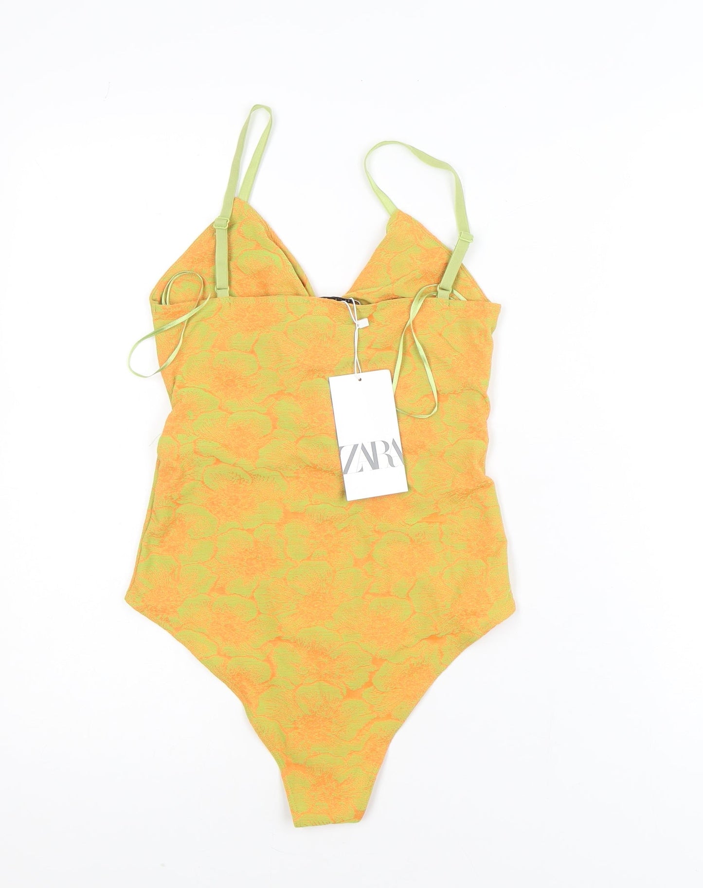 Zara Womens Orange Floral Camisole Bodysuit S